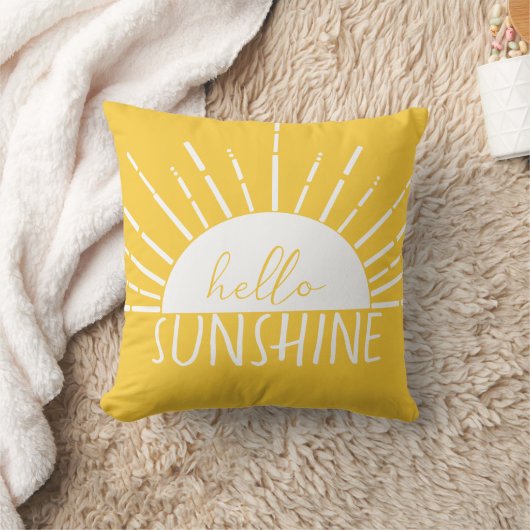 Yellow Simple Modern Hello Sunshine Kissen (Decke)