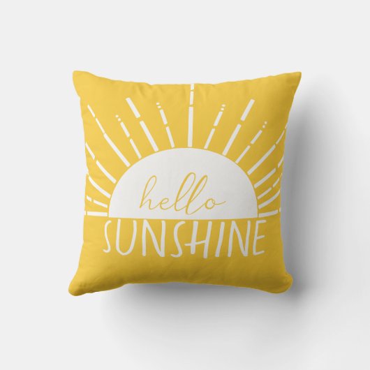 Yellow Simple Modern Hello Sunshine Kissen (Rückseite)