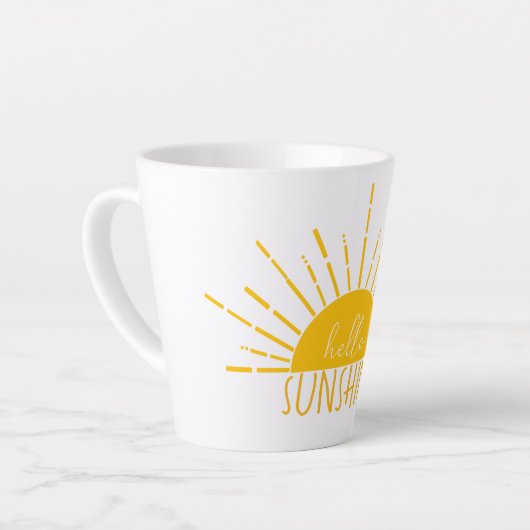 Yellow Simple Modern Hello Sunshine Milchtasse (Linke Ecke)