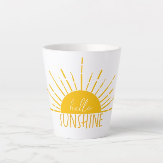 Yellow Simple Modern Hello Sunshine Milchtasse (Vorderseite)