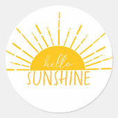 Yellow Simple Modern Hello Sunshine Runder Aufkleber (Vorderseite)