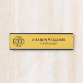 Yellow Simple Professional Custom Business Logo Türschild (Vorderseite )
