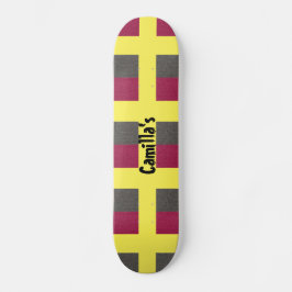 Yellow Skateboard Simulated Red Gray Glitzer