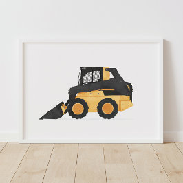 Yellow Skid Steer Contruction Kids Room Decke Poster