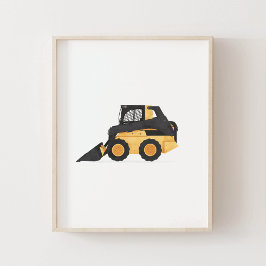 Yellow Skid Steer Contruction Kids Room Decke Poster