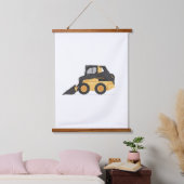 Yellow Skid Steer Contruction Kids Room Decke Wandteppich Mit Holzrahmen (Schlafzimmer)