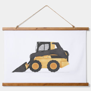 Yellow Skid Steer Contruction Kids Room Decke Wandteppich Mit Holzrahmen