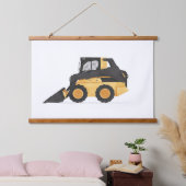 Yellow Skid Steer Contruction Kids Room Decke Wandteppich Mit Holzrahmen (Schlafzimmer)