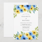 Yellow Sky Blue Gleaming Spring Wedding Einladung (Vorne/Hinten)