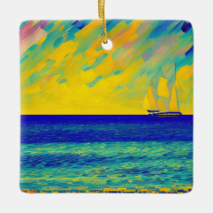"Yellow Sky Race" Seascape Keramikornament