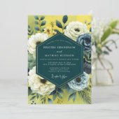 Yellow Slate Artistic Bloom Wedding Einladung (Stehend Vorderseite)
