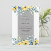 Yellow Slate Gray Elegant Spring Wedding Einladung (Stehend Vorderseite)