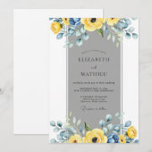 Yellow Slate Gray Elegant Spring Wedding Einladung (Vorne/Hinten)