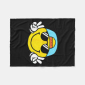 Yellow Smile Face Cute Checkered Peace Smiling Hap Fleecedecke (Vorderseite (Horizontal))