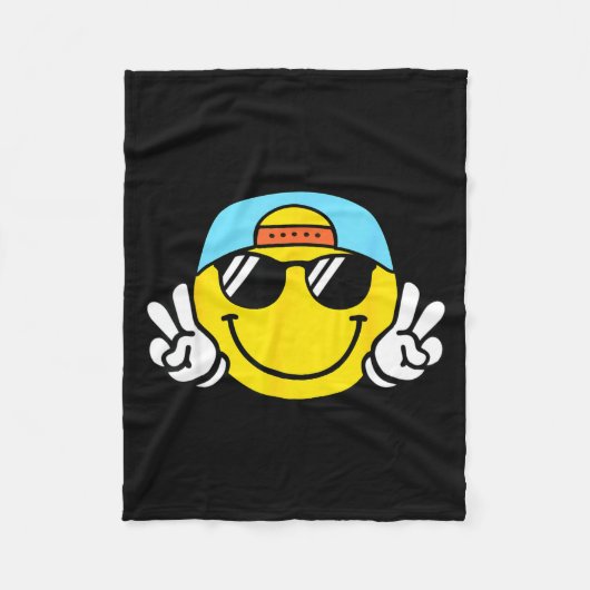 Yellow Smile Face Cute Checkered Peace Smiling Hap Fleecedecke (Vorderseite)