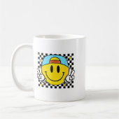 Yellow Smile Face Cute Checkered Peace Smiling Hap Kaffeetasse (Links)