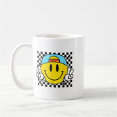 Yellow Smile Face Cute Checkered Peace Smiling Hap Kaffeetasse (Links)
