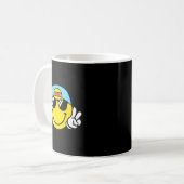 Yellow Smile Face Cute Checkered Peace Smiling Hap Kaffeetasse (Vorderseite Links)