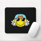 Yellow Smile Face Cute Checkered Peace Smiling Hap Mousepad (Mit Mouse)