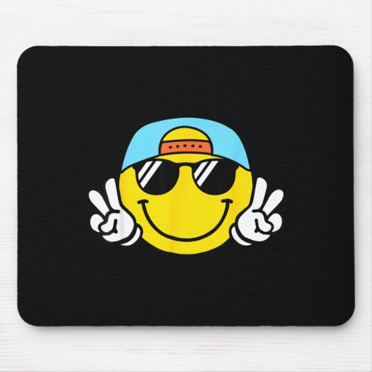 Yellow Smile Face Cute Checkered Peace Smiling Hap Mousepad (Vorne)