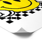 Yellow Smile Face Cute Checkered Peace Smiling Hap Poster (Ecke)