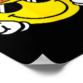 Yellow Smile Face Cute Checkered Peace Smiling Hap Poster (Ecke)