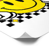 Yellow Smile Face Cute Checkered Peace Smiling Hap Poster (Ecke)