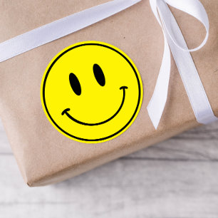 Yellow Smiley One Happy Typ/Gal Birthday Stickers
