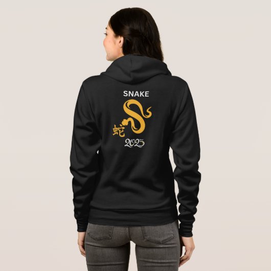 Yellow Snake Jahr 2025 mit chinesischer Wortschlan Hoodie (Schwarz voll)