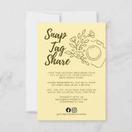 Yellow Snap Tag Share Business Thank You Card Dankeskarte
