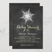 Yellow Snowflake Baby Dusche auf Chalk Einladung (Vorne/Hinten)