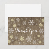 Yellow Snowflakes Winter Burlap Danke Karte (Vorne/Hinten)