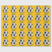 Yellow Soccer Football Balls Kinder Name Weihnacht Geschenkpapier (Flach)