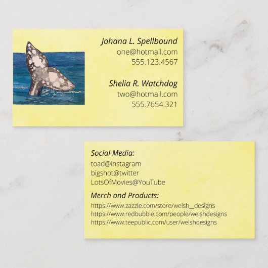 Yellow Social calling card-whale Visitenkarte (Vorne/Hinten)