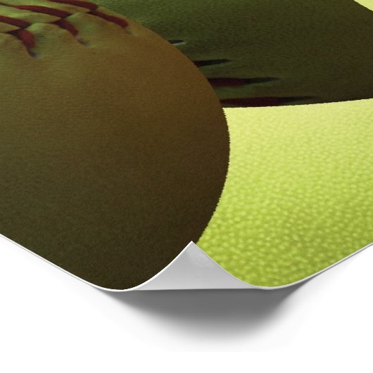 Yellow Softball Fastball Multiball Poster (Ecke)