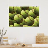 Yellow Softball Fastball Multiball Poster (Küche)