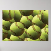 Yellow Softball Fastball Multiball Poster (Vorne)