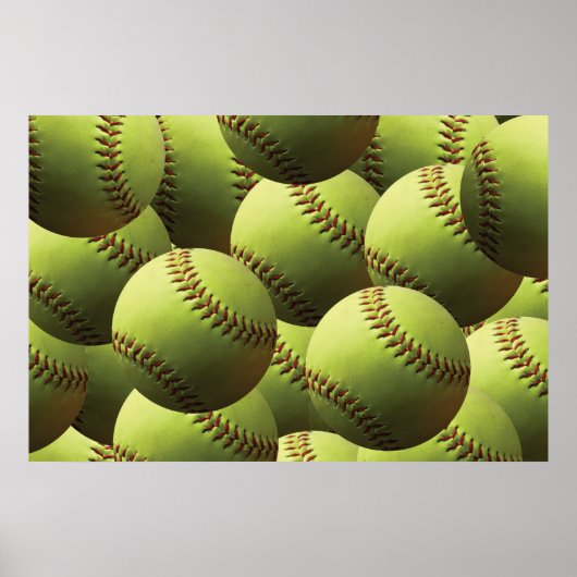 Yellow Softball Fastball Multiball Poster (Vorne)