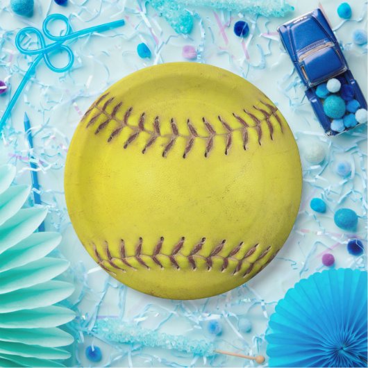 Yellow Softball Pappteller (Party)