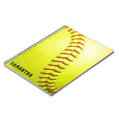 Yellow Softball Personalisiert Notizblock (Linke Seite)