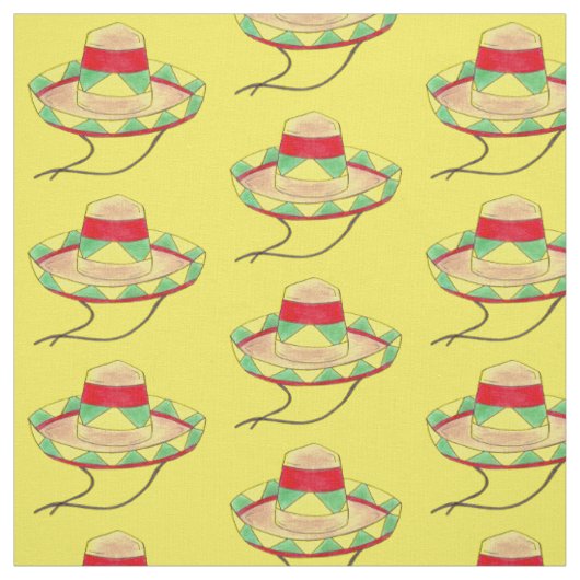 Yellow Sombrero Hat Mexico Cinco de Mayo Fiesta Stoff (Muster)