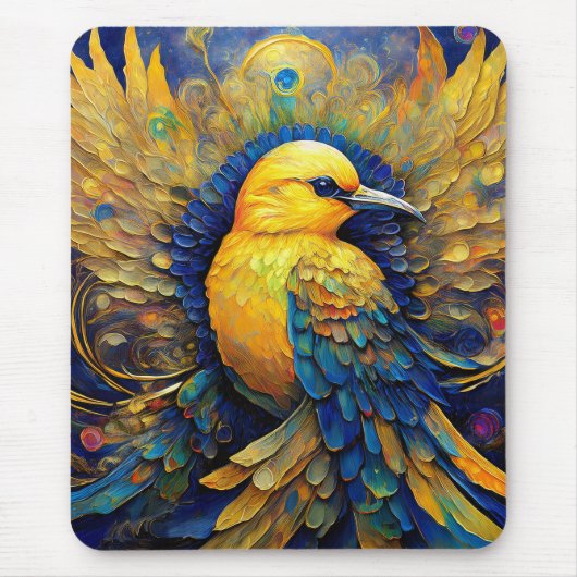 Yellow Songbird Drawstring Backpack Mousepad (Vorne)
