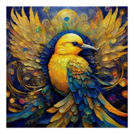Yellow Songbird Drawstring Backpack Poster