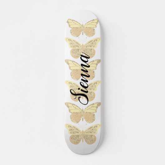Yellow-Sparkle-Schmetterlinge Personalisiert Skateboard (Vorne)