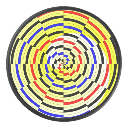 Yellow Spirals von Kenneth Yoncich Eishockey Puck (Vorderseite)