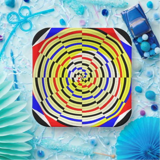 Yellow Spirals von Kenneth Yoncich Pappteller (Party)