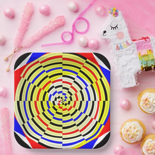 Yellow Spirals von Kenneth Yoncich Pappteller (Party)