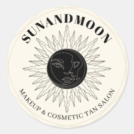 Yellow Spiritual Solar Energy Healing Sun Moon Runder Aufkleber