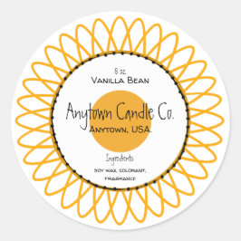 Yellow Spiro Blume Candle Jar Label Runder Aufkleber