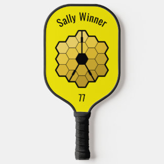 Yellow Sports Funny Space Teleskop Textvorlage Pickleball Schläger